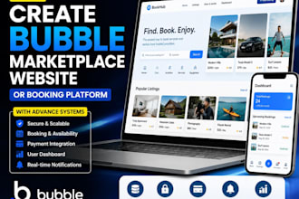 create bubble marketplace website or booking platform with advance systems