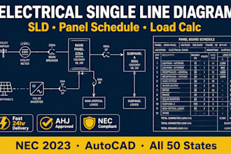 design electrical single line diagram and panel schedule for permit