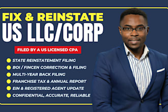 fix and reinstate revoked or dissolved us llc or corp and boi filing as cpa