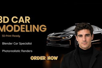do 3d car modeling and vehicle rendering, police car, blender car for 3d print
