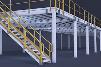 do steel structure detailing and design for deck, industrial fabrication drawing