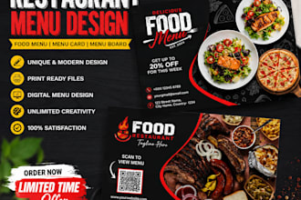 design eye catching food menu, restaurant menu, and price list