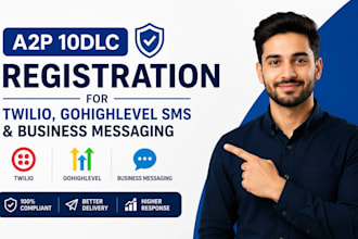 setup a2p 10dlc registration for twilio, gohighlevel SMS and business messaging