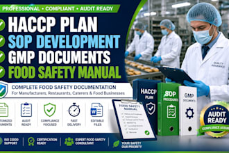 create haccp manual, sop, gmp and food safety documentation