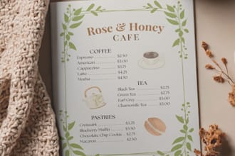 design aesthetic restaurant, bar, or cafe menu in canva