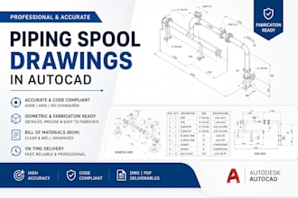 design piping spool drawings in autocad isometric fabrication dwg with bom
