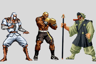 create pixel art character animation sprite sheet game asset tileset for games