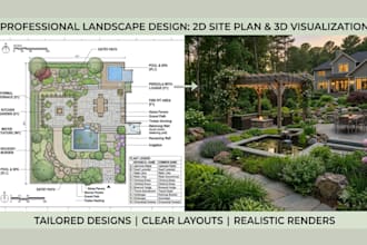 create professional 2d layout and 3d visualization for your garden design
