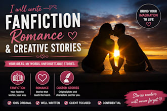 write immersive fanfiction stories, romance fiction, and custom creative fiction