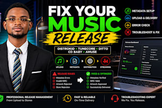 fix issue and distribute music using distrokid, ditto, tunecore, cd baby, amuse