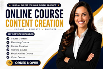 create online course content, training manual, workbook for lms platforms