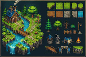 create pixel tileset animated characters rpg maker game sprites pixel icons
