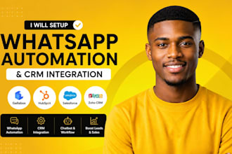 setup gallabox webchat zoko hubspot saleforce zoho crm whatsapp automation