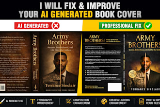 professionally fix and improve your ai generated book cover