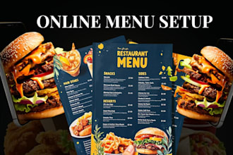 create any language canva TV restaurant menu, food card flyer, digital board