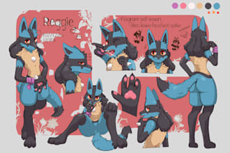 design a unique fursona and furry reference sheet from your description
