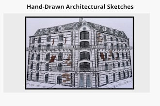 create hand drawn architectural sketches