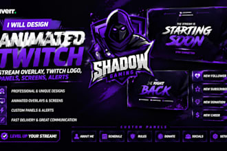 create animated twitch stream overlays, panels and stream branding