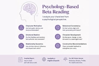 provide psychology based beta reading and character analysis