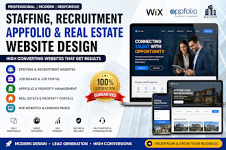staffing website job recruitment website appfolio property portal wix estate