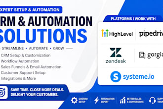 setup pipedrive crm gorgias zendesk gohighlevel automation systeme io hubspot