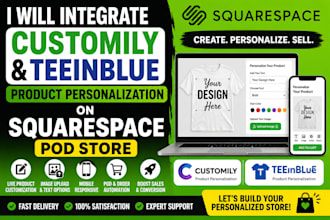 integrate customily teeinblue product personalization on squarespace pod store