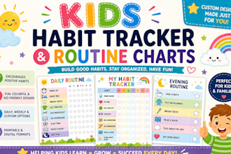 design printable habit trackers and routine charts for kids