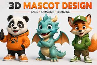 create 3d mascot character modeling for game, animation, cartoon and branding