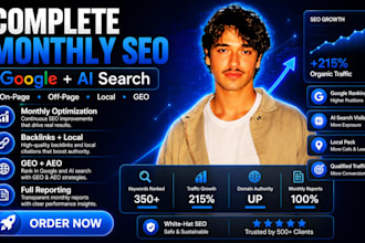 do complete monthly GEO, aeo, local and ai SEO optimization for your website