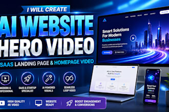 create ai website hero video, saas landing page and homepage video