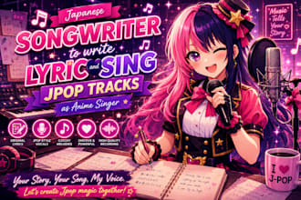be your japanese songwriter to write lyric and sing jpop tracks as anime singer