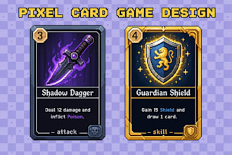 design special pixel cards for pixel game, pixel art trading card game deck,
