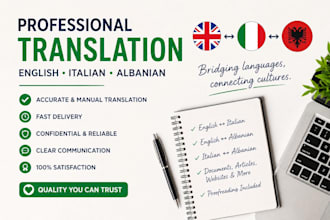 translate english, italian and albanian professionally