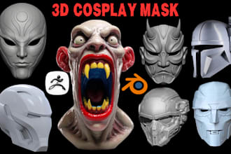 sculpt 3d mask 3d helmet 3d halloween mask 3d armor wearable mask for printing