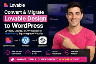 convert,migrate claude lovable design to word press,wordpres squarespace website