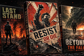 design a military fiction, dystopian, or survival thriller cover