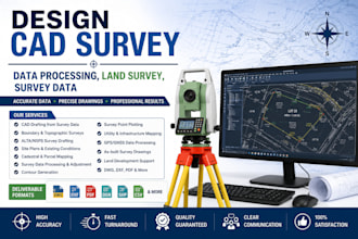design cad survey, data processing, land survey, survey data