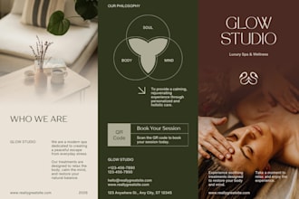 design beauty salon spa, skincare cosmetic brochure bifold trifold flyer leaflet