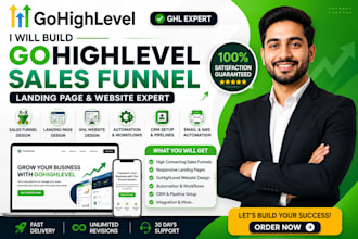 build gohighlevel sales funnel, go high level landing page, ghl website expert