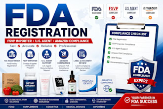 provide fda registration, fsvp importer and US agent support