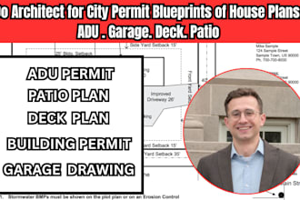 do architect permit drawing adu garage deck patio plan