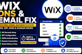 fix wix dns, email authentication, mx, spf, dkim,  domain issues, email problems