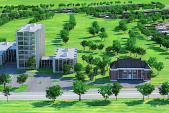 design realistic 3d condominium, apartment, chateau, townhouse and villa