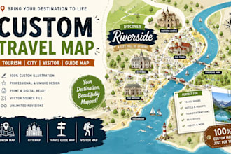 design tourism map, city map, travel guide map, visitor map, vector illustration