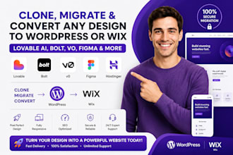 clone,migrate,lovable ai website hostiger,bolt,vo, figma design to wordpress wix
