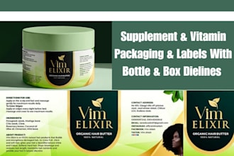 design supplement and vitamin packaging and labels with bottle box dielines