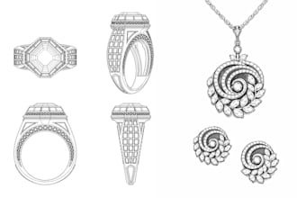 do professional jewelry sketch design cad ring sketch hand draw jewelry pendant