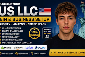 register US llc ein business address shopify amazon stripe business setup