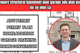 prepare structural basement plan garage adu plan patio for ny ohio ca