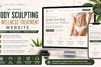 design professional body sculpturing website wellness treatment website